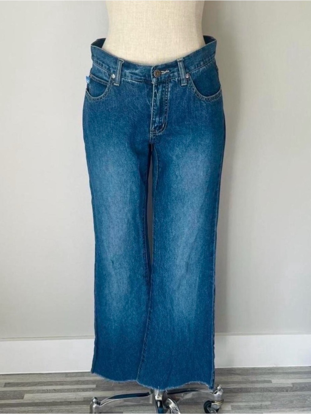 dELiA*s Juniors Wide-Leg Blue Medium Wash Denim Jeans Mid Rise 5-Pocket Sz 7